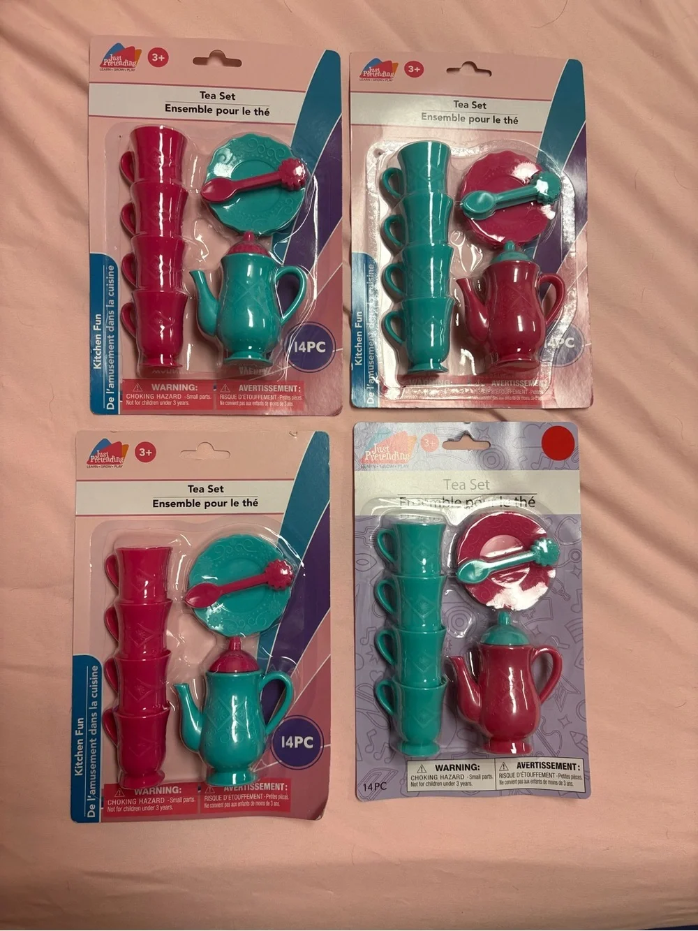 Lot of 4 Just Pretending 14 Piece Kids Tea Set Pretend Play Toy Sealed